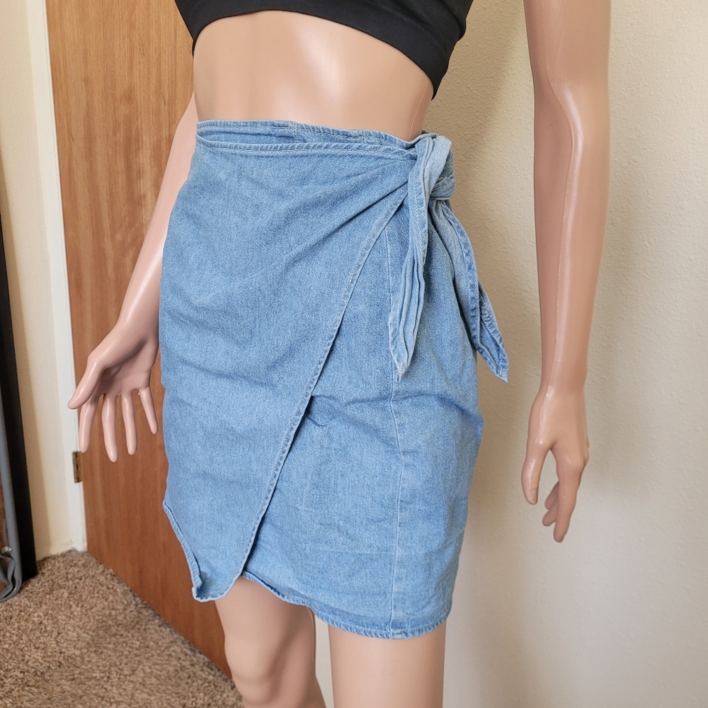 Clio | Petite Denim Wrap Around Skirt